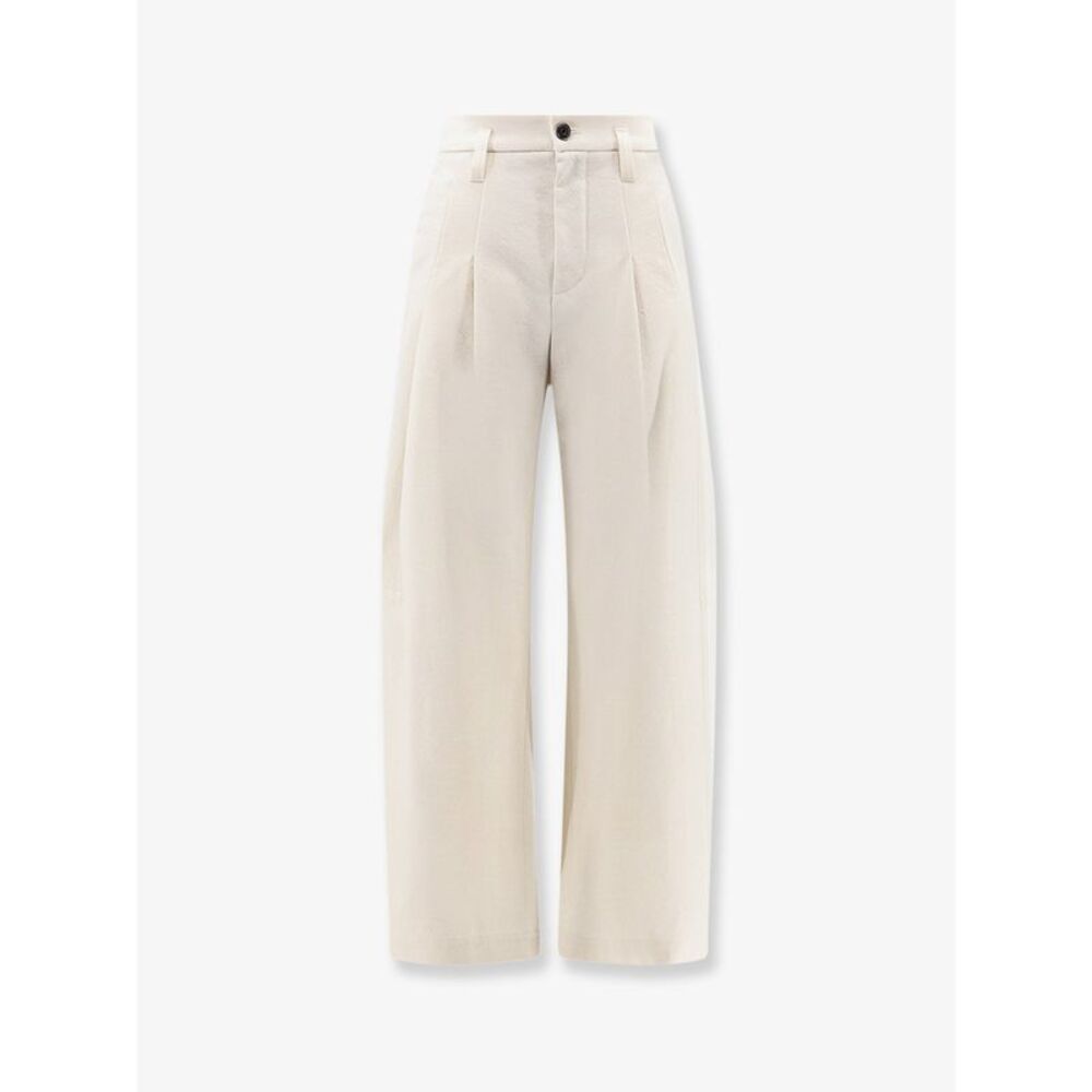 Brunello Cucinelli Women Baggy Wrinkled Wool And Cotton Trousers